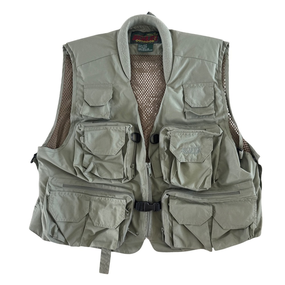 Bushline Outdoor Fishing Vest Utility Multi Pocket Fly‎ Hunting L/G